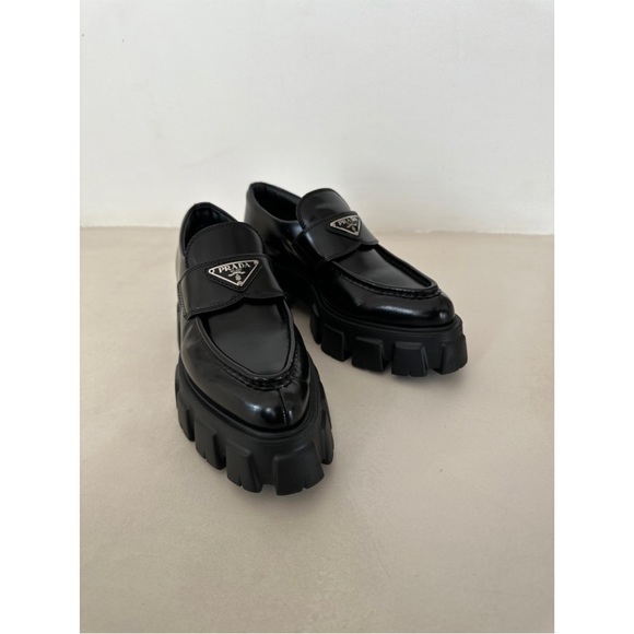 Prada Brushed Leather Monolith Pointed Loafers - Picture 5 of 9